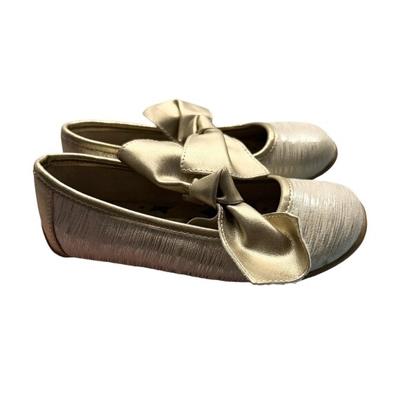 Livie & Luca Sz 11 Cream Gold Tinsel Shimmer Mary Jane Bow Shoes - Picture 5 of 8